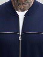 Manfinity CasualCool Ensemble veste zippée et pantalon de couleur unie décontracté pour homme, automne