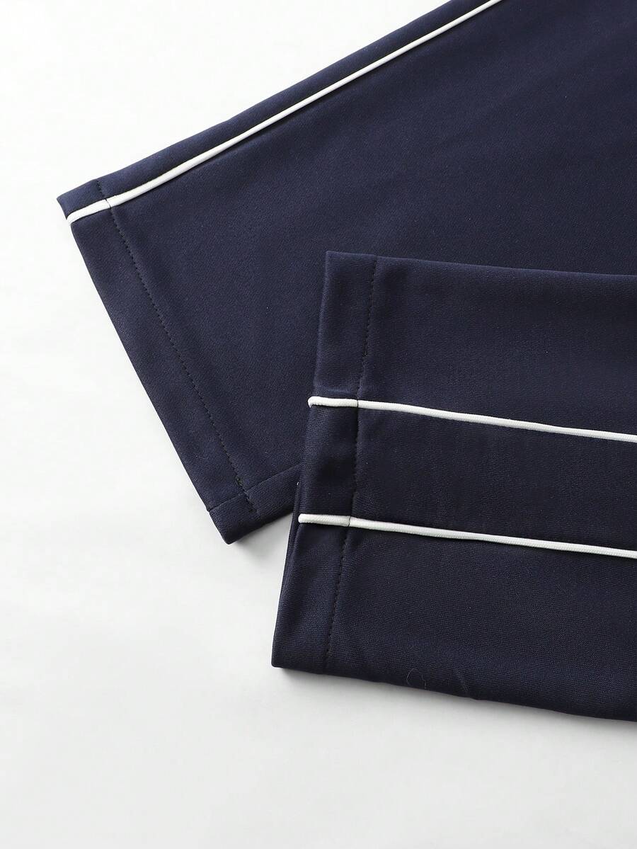 Manfinity CasualCool Ensemble veste zippée et pantalon de couleur unie décontracté pour homme, automne