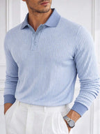 Core Aspect Chemise polo décontractée pour homme en jacquard polyvalente, à manches longues, avec un design jacquard, adaptée pour le port quotidien