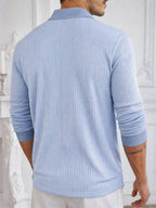 Core Aspect Chemise polo décontractée pour homme en jacquard polyvalente, à manches longues, avec un design jacquard, adaptée pour le port quotidien