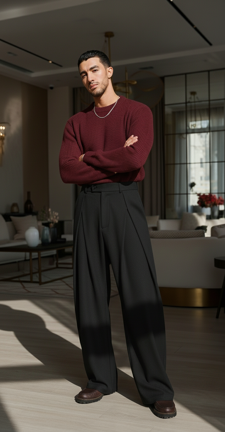 Pantalon homme plis creux