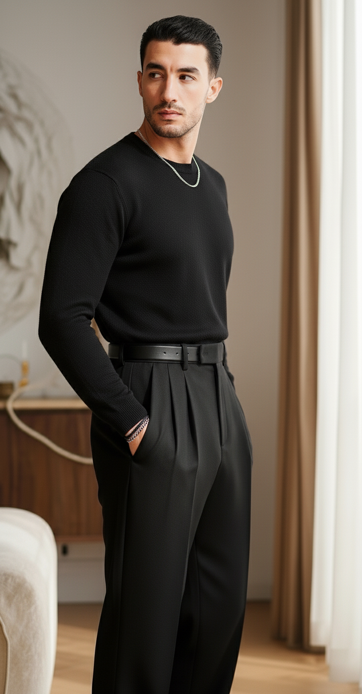 Pantalon homme avec plis plat