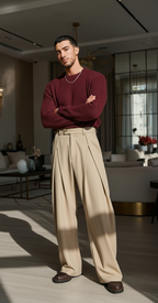 Pantalon homme plis creux