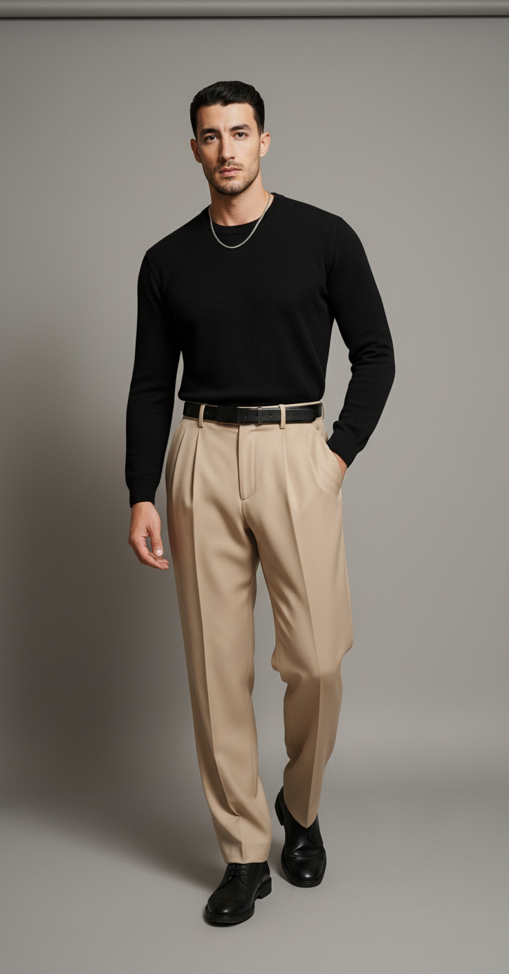 Pantalon homme avec plis plat