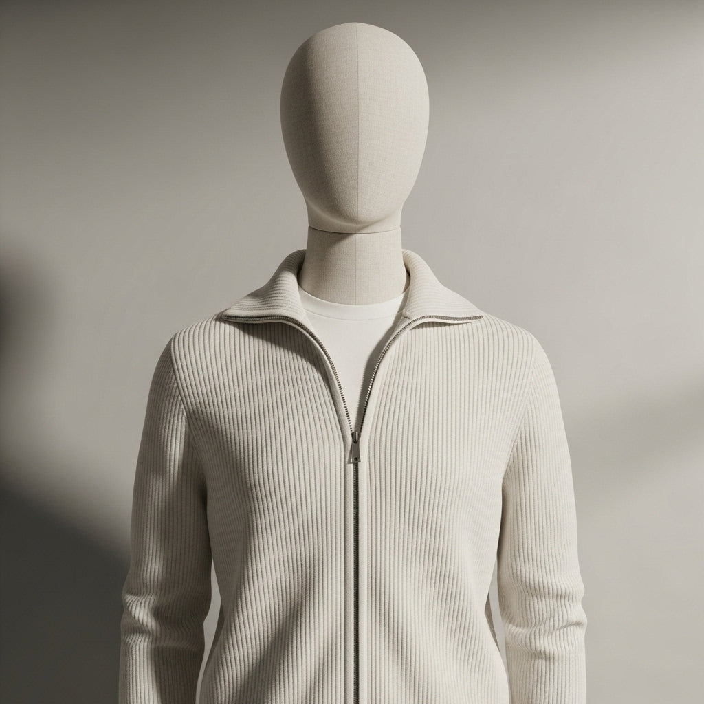 Pull zippé côtelée