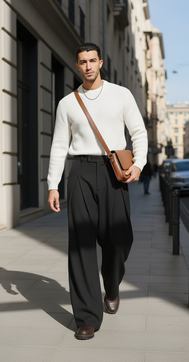 Pantalon homme plis creux