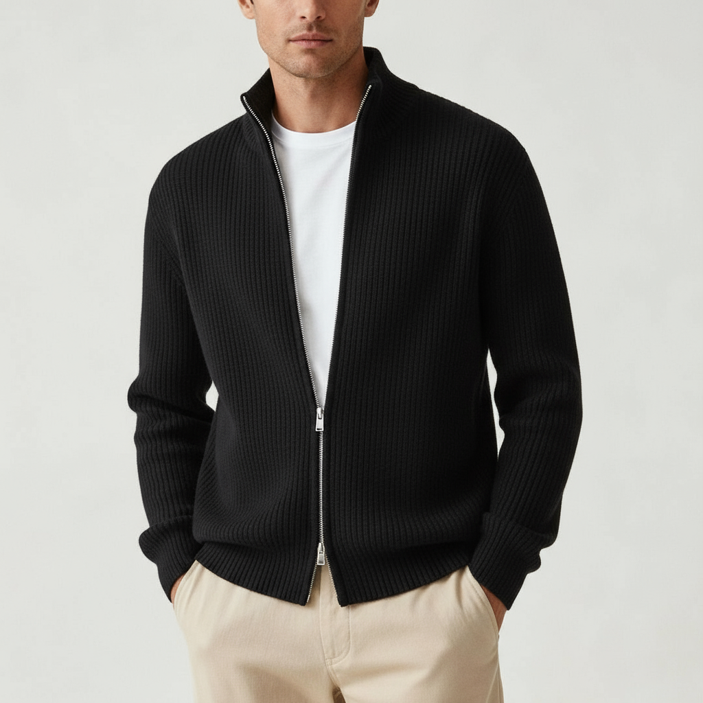 Pull zippé côtelée