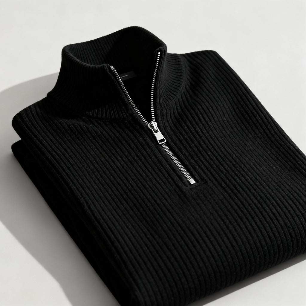 Pull zippé côtelée